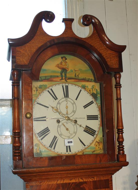 Blaylock & Dudson of Carlisle. An early Victorian mahogany and golden oak eight day longcase clock, 7ft 2in.